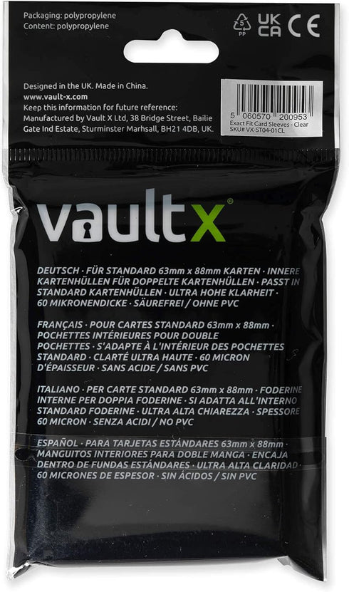 (500 Pack) Vault X Exact Fit Trading Card Sleeves, Soft, High Clarity, Perfect Fit Inner Sleeves, Collectible Card