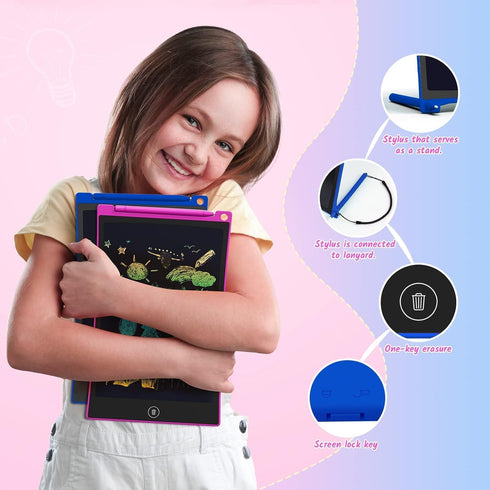 TECJOE 2 Pack LCD Writing Tablet - 10 Inch Colorful Doodle Board Drawing Tablet for Kids, Travel Learning Toys