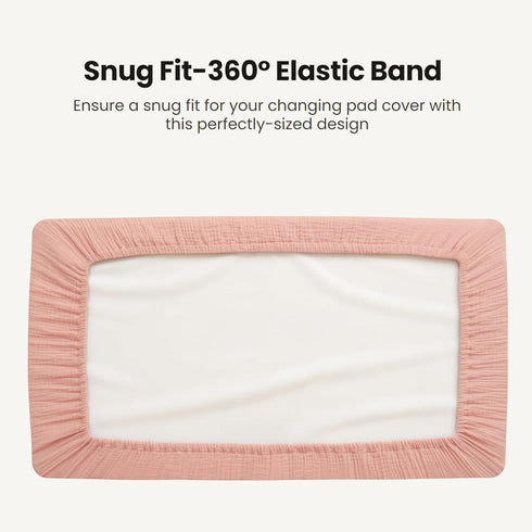 2 Pack, Konssy Waterproof Muslin Changing Pad Cover Quilted Cotton Fitted Diaper Chang Table Cover, Soft Changing Pad