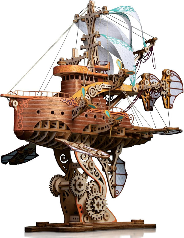 GuDoQi 3D Wooden Puzzles for Adults, DIY Fantasy Spaceship Model Kit, Educational Brain Teaser Assembly Toy