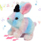 Hopearl Interactive Electronic Pet Plush Bunny - Hopping Rabbit with Hat, Sounds, Movements for Toddlers, Rainbow, 7''