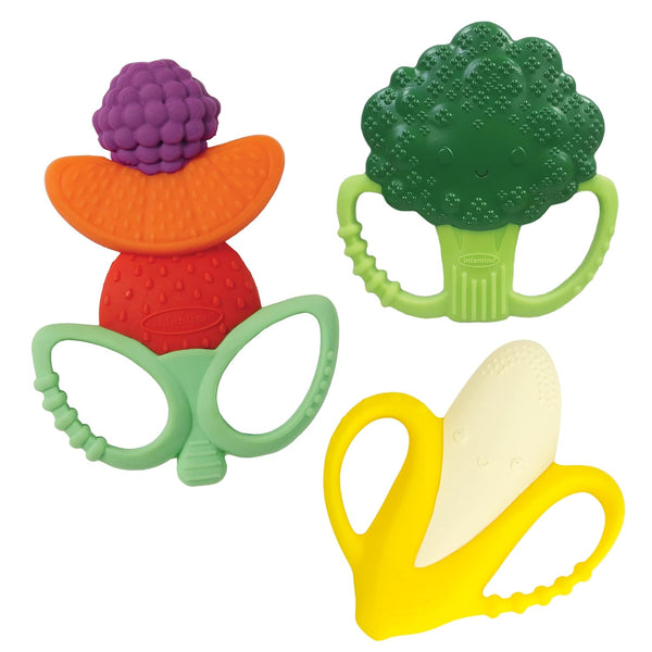 Infantino Lil Nibbles Textured Silicone Teethers, BPA-Free Baby Teething Toy, Soft, Easy