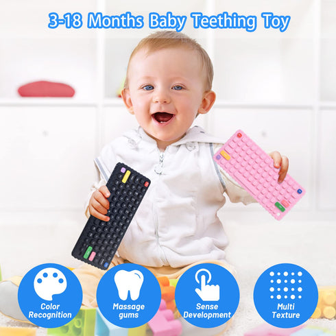 Baby Keyboard Teething Toys for 0-3, 0-6, 6-12 Months | Soft Silicone Baby Keyboard Teethers | Infant Teether Pacifier