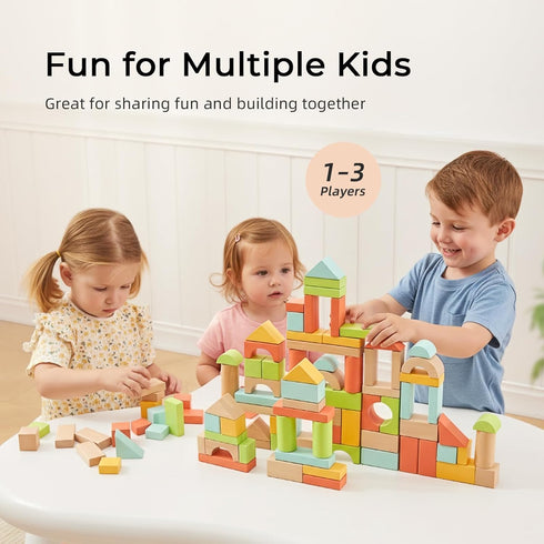 MEEYOO 100pcs 1-3, 1-3, Wooden Blocks for Toddlers Building Blocks for Toddlers Wooden Block for Baby Shower