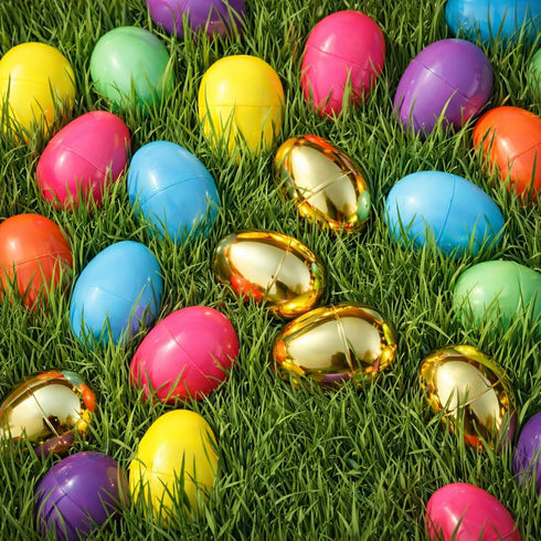 104 Count 2.3 Inch Taboom Bulk Easter Plastic Eggs Empty Colored & Gold Fillable Egg with Strong Snap-Tight Seal