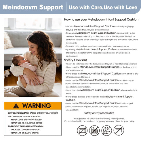 Meindoovm Cozy Baby Support Cushion - Snuggle Me Infant Support Cushion for Newborns | Breathable & Soft, Portable
