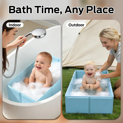 Collapsible Baby Bathtub, Foldable Infant Bath Tub with Non-Slip Base, Portable Travel Baby Bath for Newborns