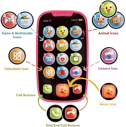HOLA Baby Cell Phone Toy for 1 Year Old Girl, Lights Music Play Kids Phone for Toddlers, Baby Toys 12-18 Months