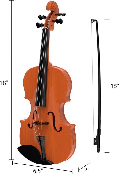 Hey! Play! Kid’s Toy Violin with Bow, 4 Adjustable Strings - Realistic-Looking Instrument for Learning Classical Music
