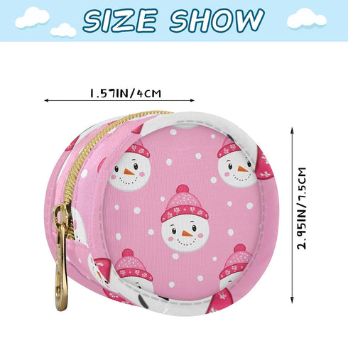 Snowmen Round Pacifier Storage Case with Zipper, Portable Pacifier Case for Travel, Diaper Bag & Purse, Pacifier
