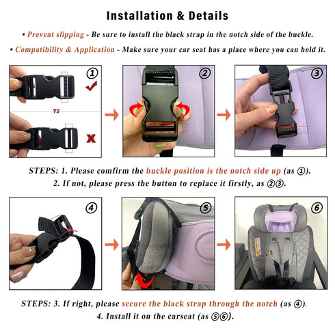 Baby Head Support for Car Seat, Car Seat Head Support for Toddler, Head Band Strap Headrest, Car Seat Headrest Pillow