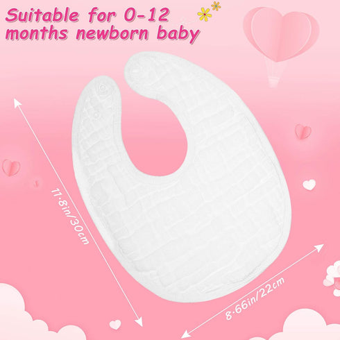 Tatuo 10 Pieces Muslin Baby Bibs Cotton Burping Cloth Bulk Adjustable Newborn Bandana Drool Bibs for Baby Boy Girl