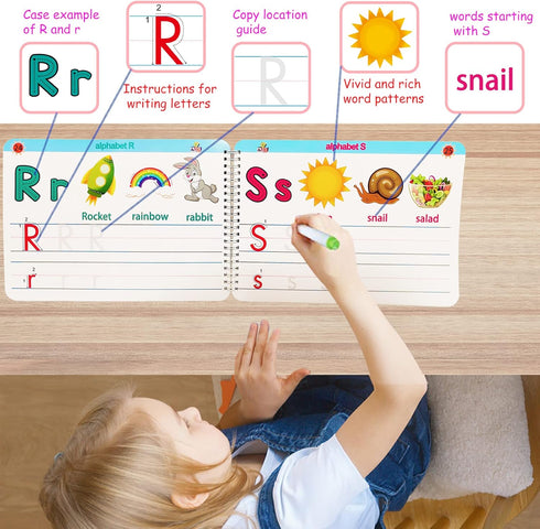 ALIANFLY Preschool Learning Activities Educational Workbook - Toddler Prek Montessori Handwriting Practice Activity