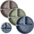 WeeSprout Suction Plates for Babies & Toddlers - 100% Silicone, Divided Design, Microwave & Dishwasher Friendly, 3 Pack