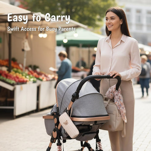 Nuiorfty Insulated Baby Bottle Bag with Adorable Bear Embroidery - Breastmilk Cooler Travel Bag for On-the-Go Portable