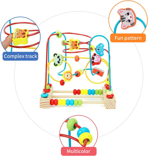QZMTOY Bead Maze Toy for Toddlers, Colorful Roller Coaster Educational Toys for Kids Birthday Gift