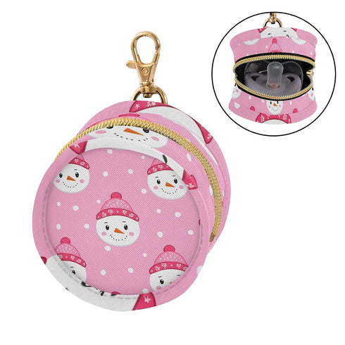 Snowmen Round Pacifier Storage Case with Zipper, Portable Pacifier Case for Travel, Diaper Bag & Purse, Pacifier