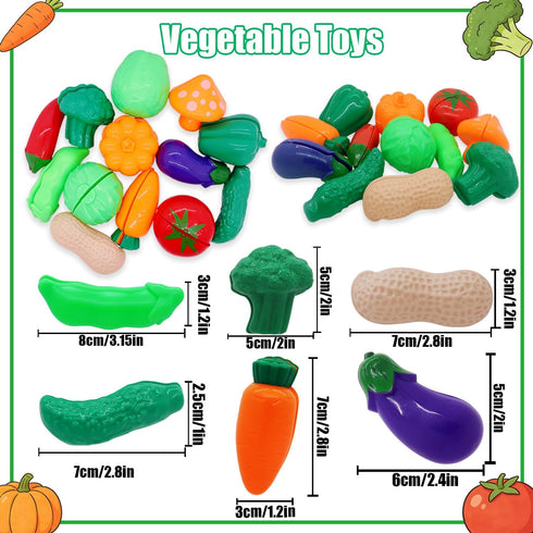 77Pcs 3 Pretend Play Kitchen Accessories for Kids, Cutting Fruits Vegetables Hamburger Toy Kitchen Accessories