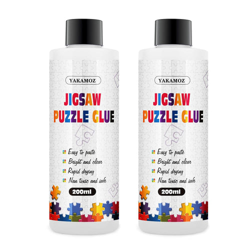 YAKAMOZ Clear Jigsaw Puzzle Glue with Precision Applicator Non-Toxic, Quick Dry &