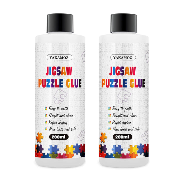 YAKAMOZ Clear Jigsaw Puzzle Glue with Precision Applicator Non-Toxic, Quick Dry &