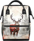 Hsnar Christmas Deer Waterproof Diaper Bag Backpack Large Capacity Baby Bag with Stroller