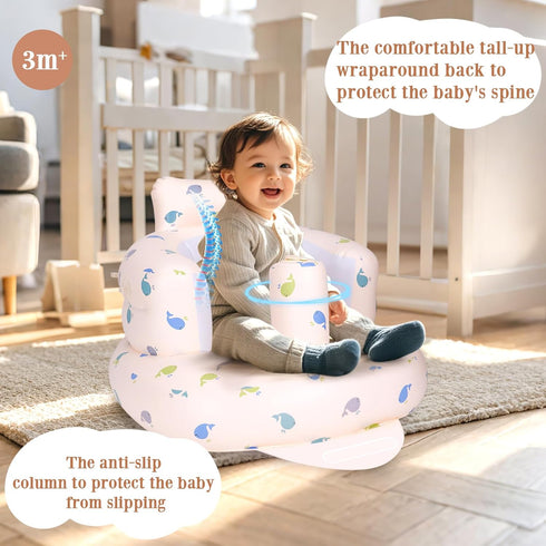 3 AirSwim Inflatable Baby Seat with Detachable Canopy and Built-in Pump, Inflatable Baby Chair for Babies Months