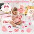 12" Set deAO Baby Doll Stroller Toys with Baby Doll Accessories Crib Bed High Chair Nursery Role Play Play Mat,Travel