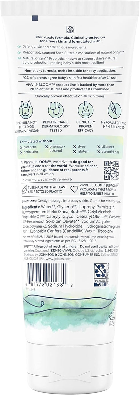 VIVVI & BLOOM 2-in-1 Baby Lotion, Face and Body, Hypoallergenic, Fragrance Free, 8.5 oz
