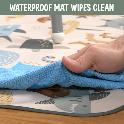 S&T INC. Baby Splat Mat for Under High Chair, Waterproof Highchair Mat with Anti-Skid Backing, Machine Washable, 42"x51"