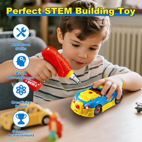 Pup Go 3 4 5 30 (4 Construction Toys for Kids Years, Take Apart Toy Racing Car, Pieces Building Toys with Electric
