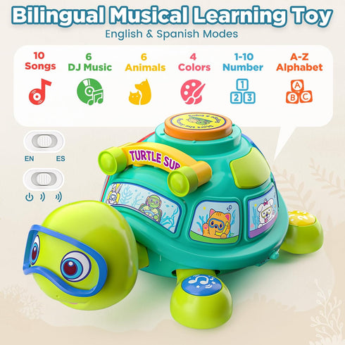 6-12 6 7 8 9 10 3-6-9-12 Educational Baby Toys Month, Musical Crawling Turtle, Infant Toys for Month Old Boy Girl