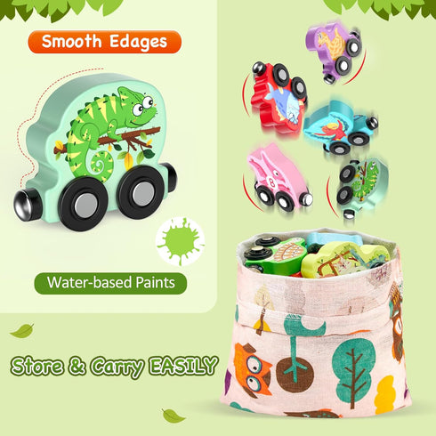 Toys for Toddlers, 11 Magnetic Wooden Animals Train Set, Montessori Learning Activities, Birthday Gifts for Kids