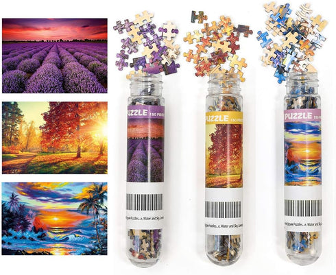 3 Pack Mini Landscape Jigsaw Puzzles, 150 Pieces for Adults, Small 6 x 4 Inches Home Decor Entertainment Toys