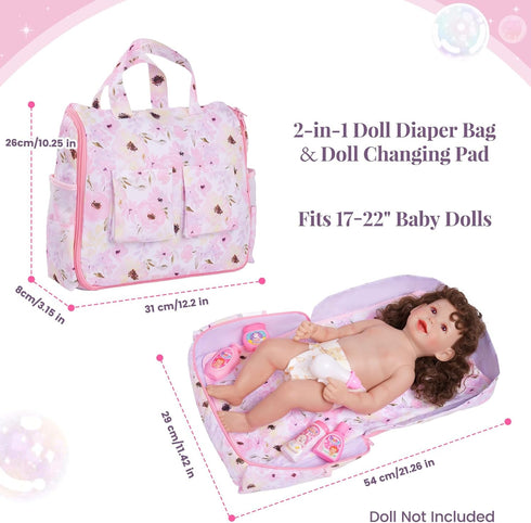 10 Set, Set 2-in-1 Set BABESIDE Pcs Baby Doll Diaper Bag Reborn Baby Doll Accessories with Diaper Bag Changing Pad