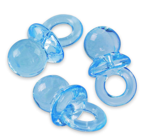 Super Z Outlet Mini Acrylic Baby Pacifiers for Baby Shower Decorations, 144 Pieces (Blue)