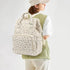 Yusudan Backpack Corduroy Diaper Bag for Baby Girls Boys, Women Large Nappy Bags for Mom (Beige Corduroy Floral Purple)
