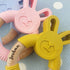 Personalized Wooden Bunny Silicone Teething Ring, Custom Engraved Bunny Silicone Teether with Name Teething Toys