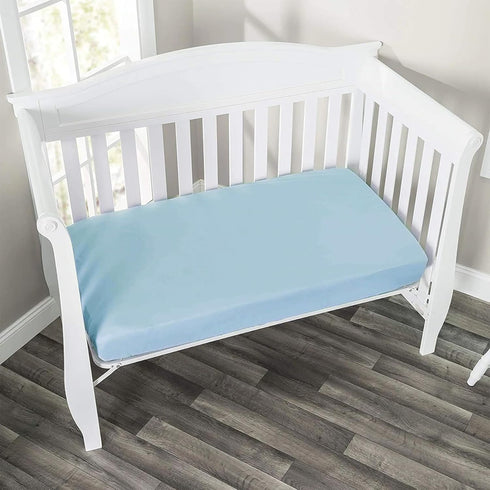 28x52 Baby Crib Fitted Sheet Poplin Cotton Standard Crib Sheet Toddler Mattress Sheet Cover Solid Blue Boy Bed Sheet