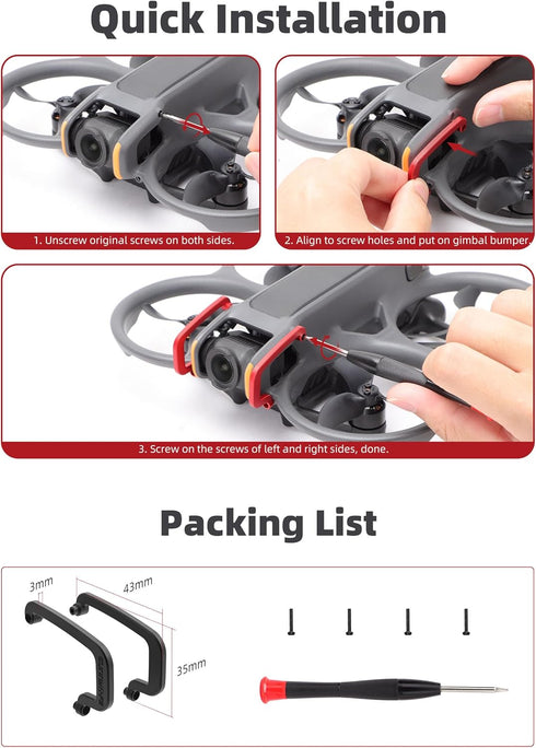 Gimbal Bumper for DJI Avata 2, Aluminum Alloy Anti-Collision Protect Bar for DJI Avata 2 FPV Drone Accessories, Red