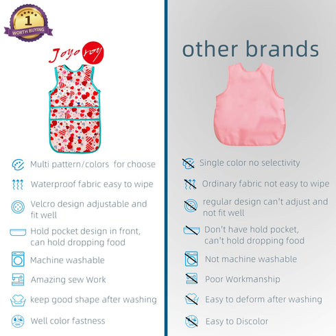 2-4 Joyo roy Mess Proof Baby Bibs for Eating Waterproof Toddler Bibs Years Soft Machine Washable Sleeveless Smock Bib