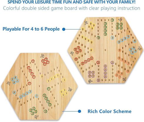 6 4 6 24 6 Original Marble Game Wahoo Board Game Double Sided Painted Wooden Fast Track Board Game for Friends