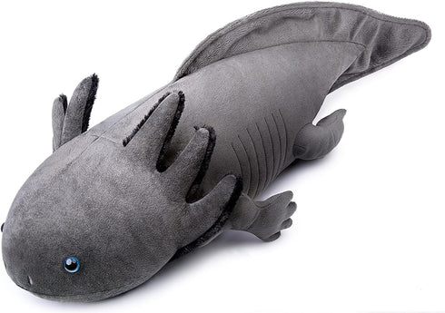 Large 30-Inch Axolotl Plush - Cute Grey Weighted Stuffed Animal Pillow Toy for Kids