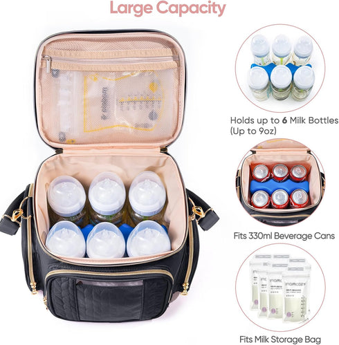 Pack 6 9 SFYBYHEART Breastmilk Cooler Travel Bag with Ice for Baby Bottles Up to Ounce - Insulated Bottle bag