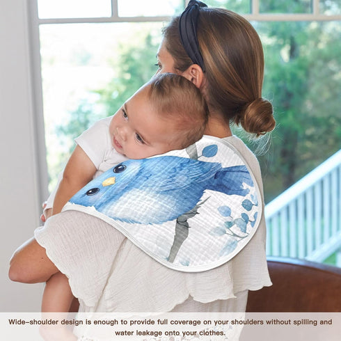 GOODOLD Set 2 Pack Blue Birds Muslin Baby Burp Cloths - Super Absorbent and Soft Burping Rags - Cotton Burp Clothes