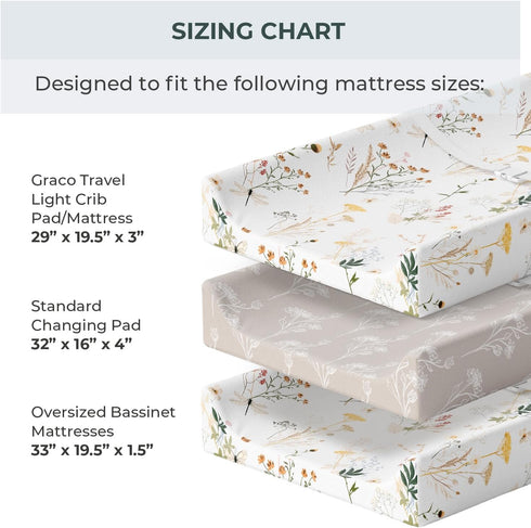 2 Pack Pobibaby - Premium Changing Pad Cover - Ultra-Soft Jersey Knit, Stylish Floral Pattern, Safe and Snug for Baby