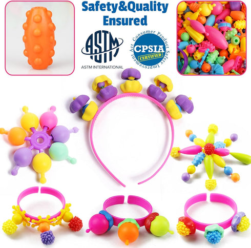 FUNZBO 800+ Pop Beads - Snap Bead Kits for Toddlers, Jewelry Making Kit for Girls, Arts and Crafts for Kids