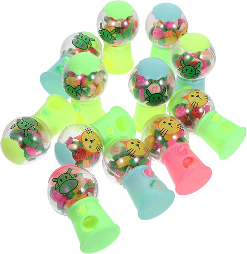 Kisangel 12pcs Eraser Gumball Machines, Mini Bubble Gum Machine for Student, Candy Dispenser Gumball Machine