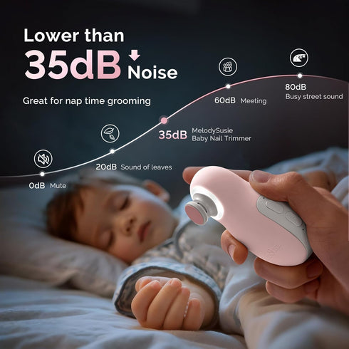 PC20F Trimmer MelodySusie Baby Electric Nail File Kit, Rechargeable & Safe Nail with Night Light, Quiet Operation