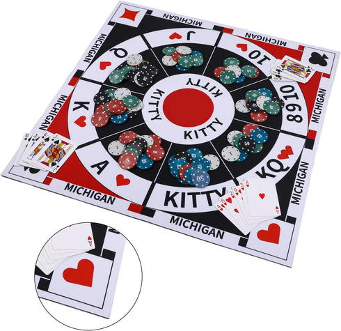 Rummy Set Rummy,Hearts 2 200 Michigan Board Game Tripoley Game Felt Mat Foldable Family Original Combination of Joker
