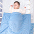 Elegant Blue Knitted Baby Swaddle Blanket with Lace and Bow - Perfect for Newborns